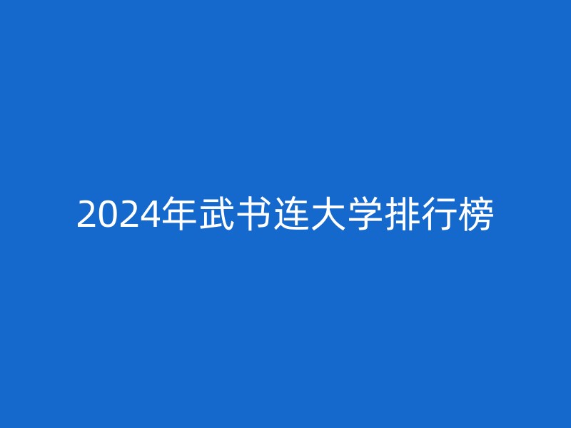 2024年武书连大学排行榜