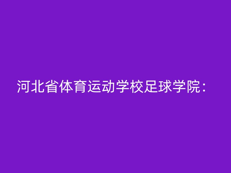 河北省体育运动学校足球学院：