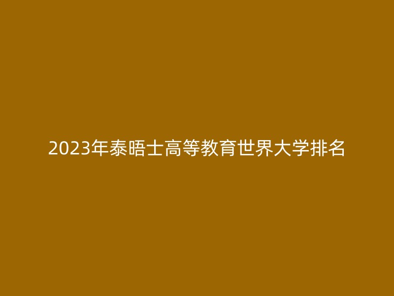 2023年泰晤士高等教育世界大学排名