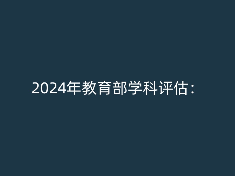 2024年教育部学科评估：