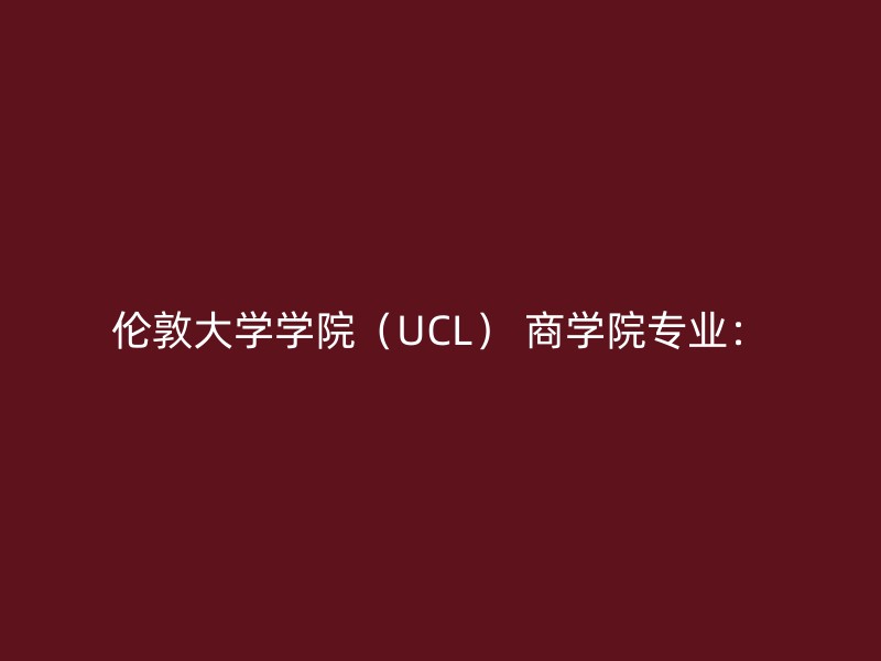 伦敦大学学院（UCL） 商学院专业：