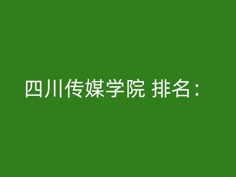 四川传媒学院 排名：