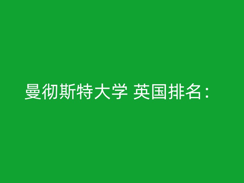 曼彻斯特大学 英国排名：