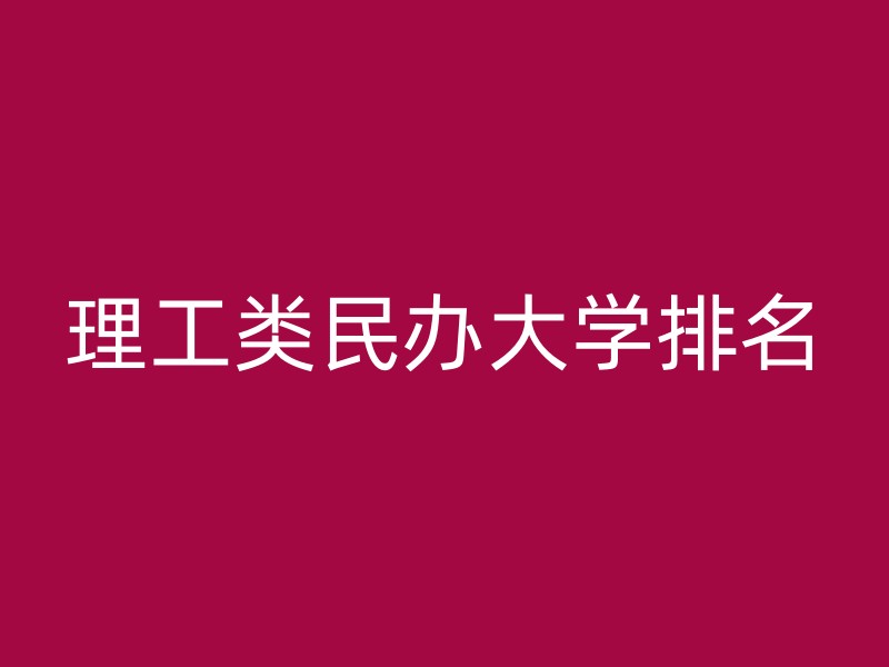 理工类民办大学排名