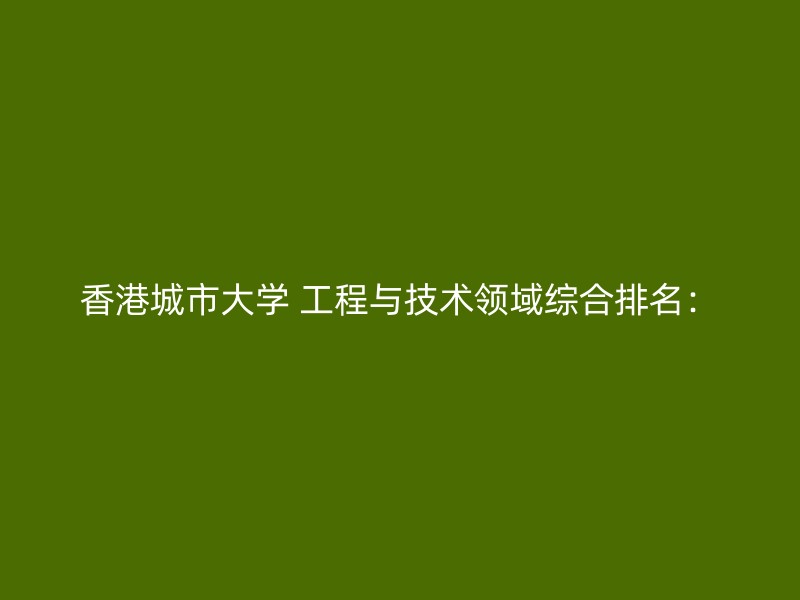 香港城市大学 工程与技术领域综合排名：