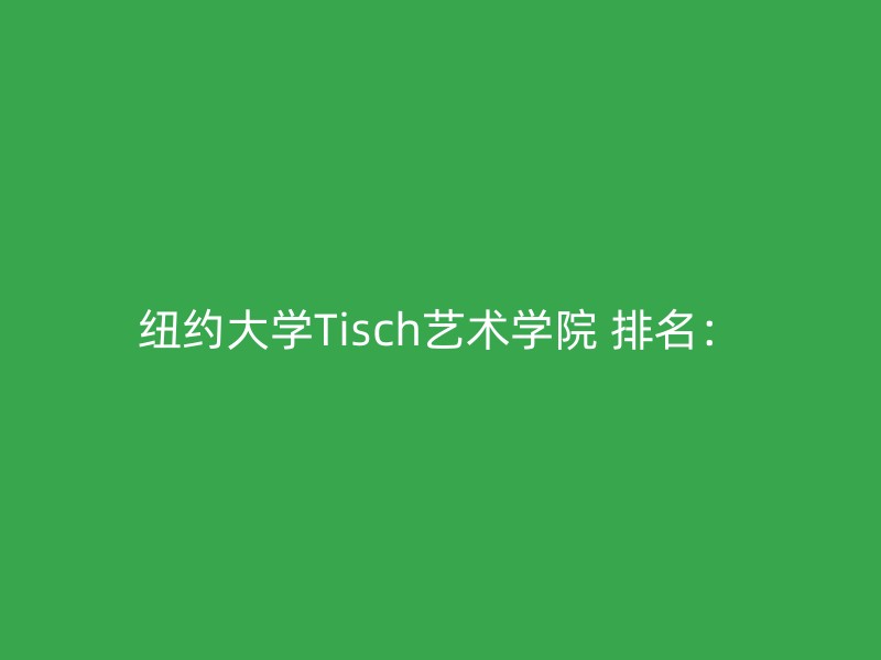 纽约大学Tisch艺术学院 排名：