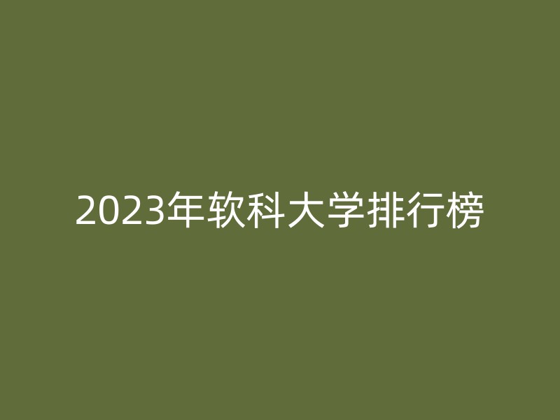 2023年软科大学排行榜