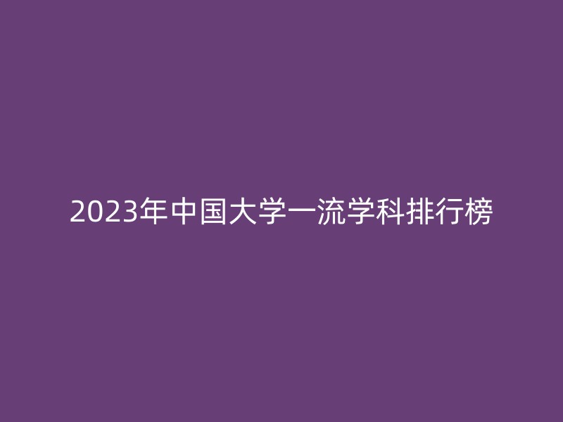 2023年中国大学一流学科排行榜