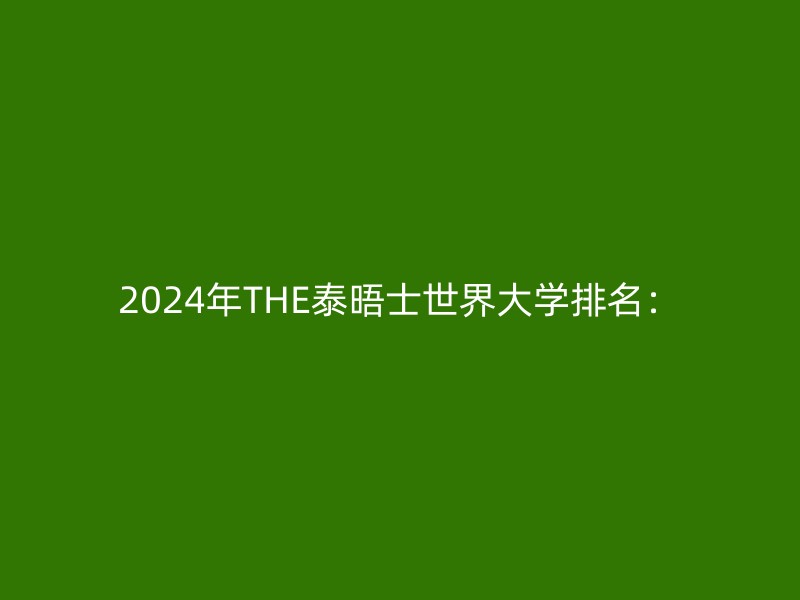 2024年THE泰晤士世界大学排名：