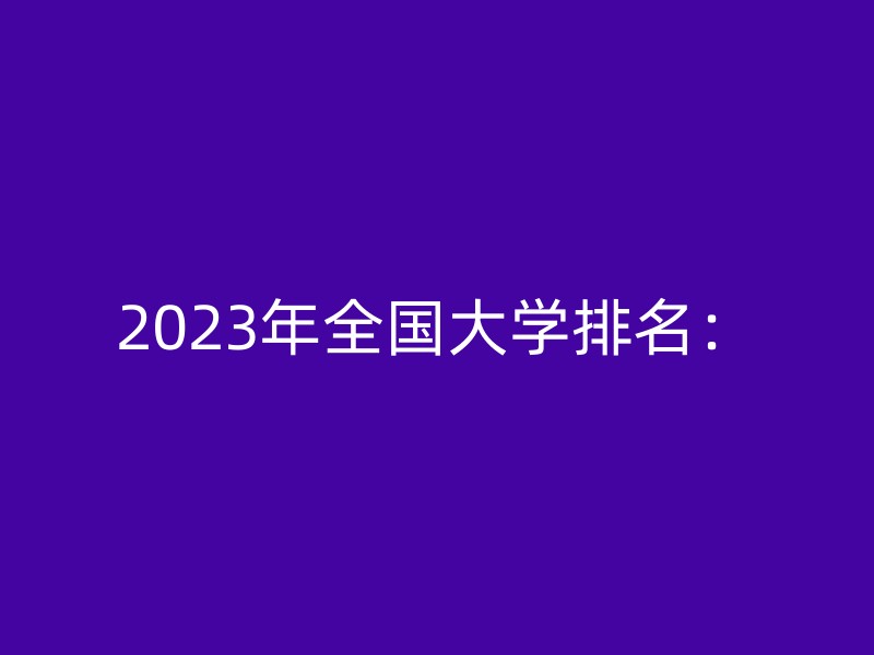 2023年全国大学排名：