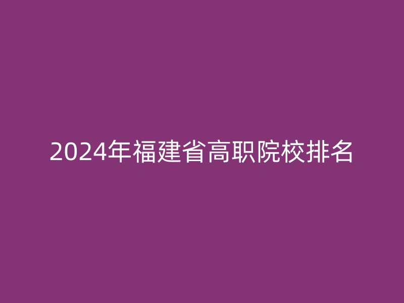 2024年福建省高职院校排名