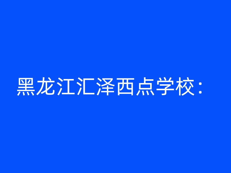 黑龙江汇泽西点学校：