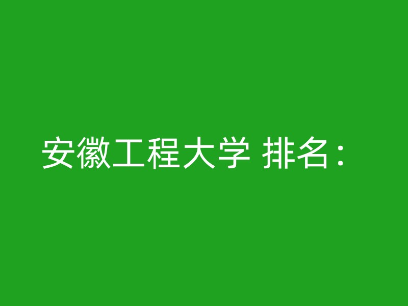 安徽工程大学 排名：