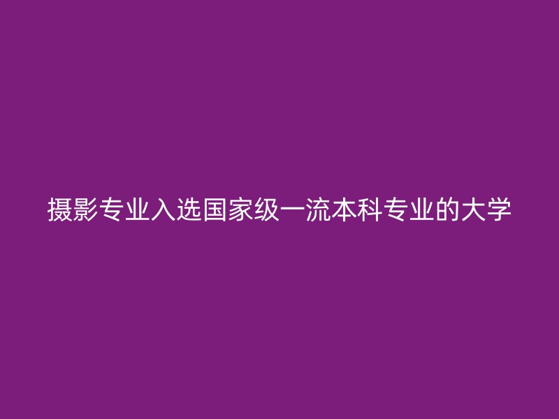 摄影专业入选国家级一流本科专业的大学