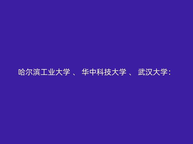 哈尔滨工业大学 、 华中科技大学 、 武汉大学：