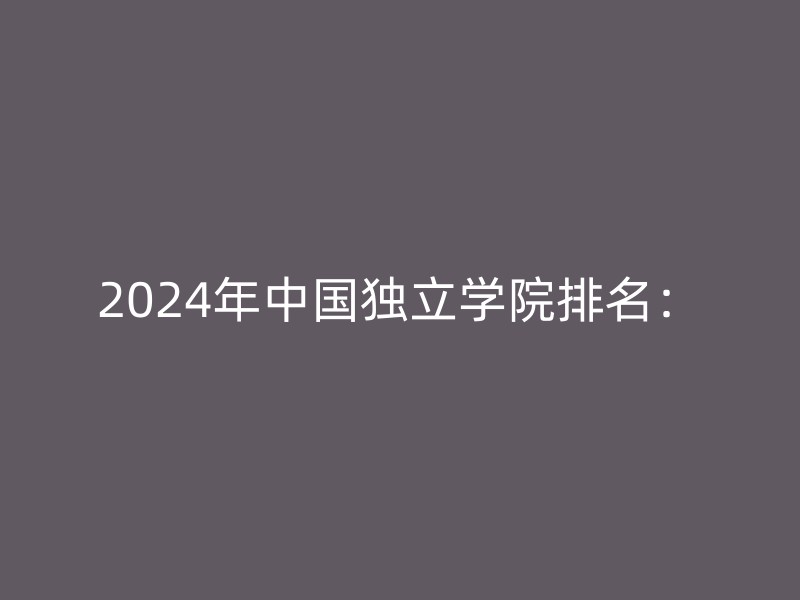 2024年中国独立学院排名：