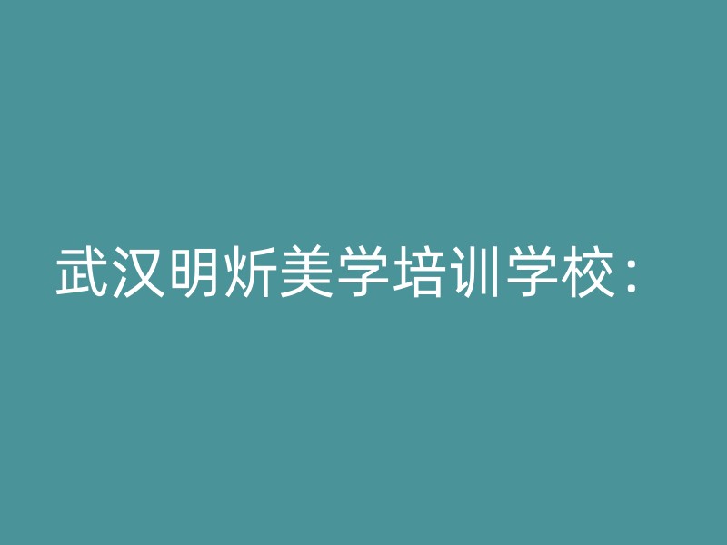 武汉明炘美学培训学校：