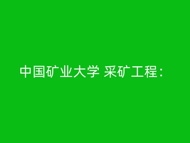 中国矿业大学 采矿工程：