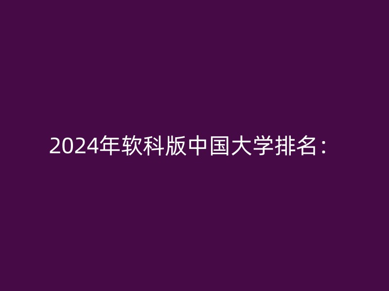 2024年软科版中国大学排名：