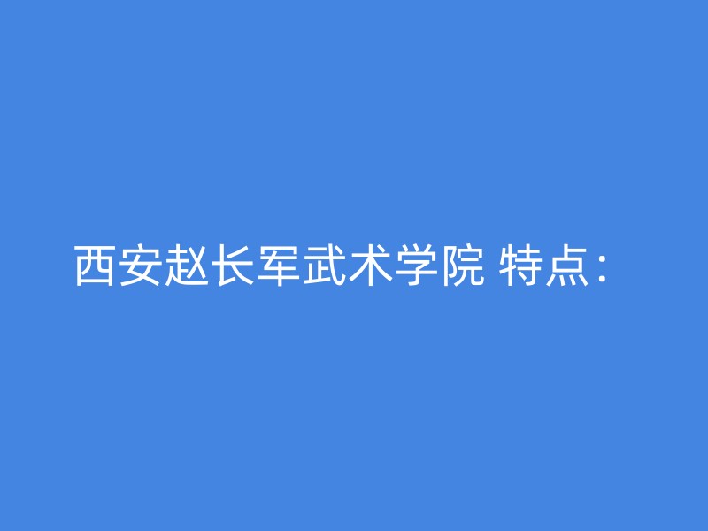 西安赵长军武术学院 特点：