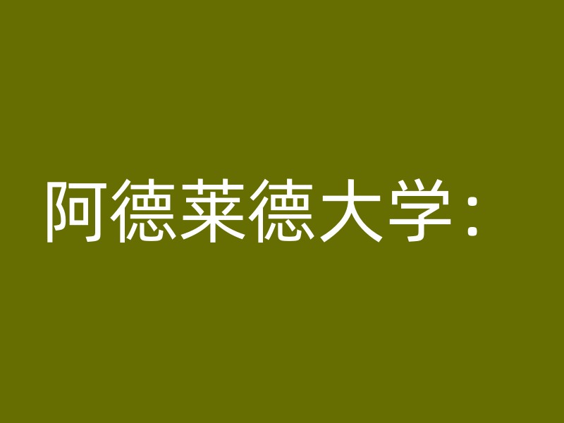 阿德莱德大学：