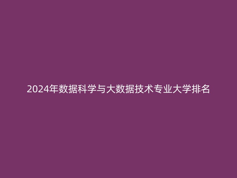 2024年数据科学与大数据技术专业大学排名