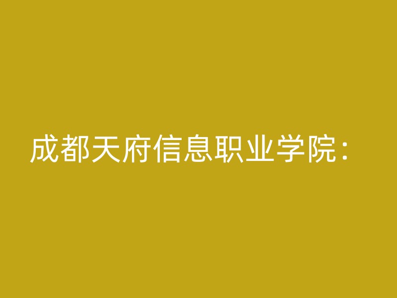 成都天府信息职业学院：