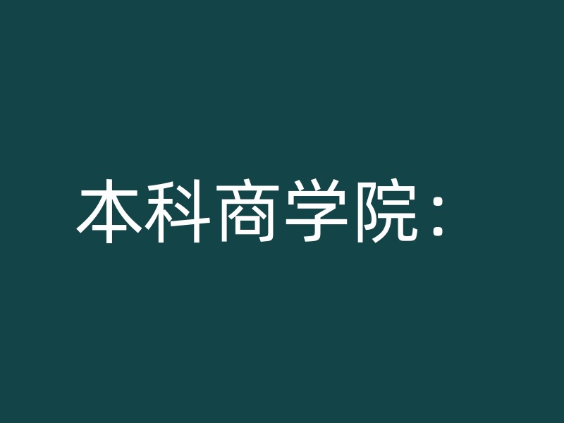 本科商学院：