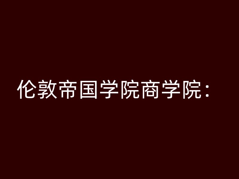 伦敦帝国学院商学院：