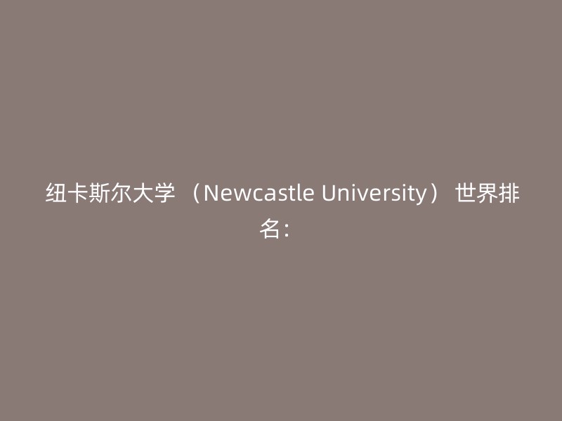 纽卡斯尔大学 （Newcastle University） 世界排名：