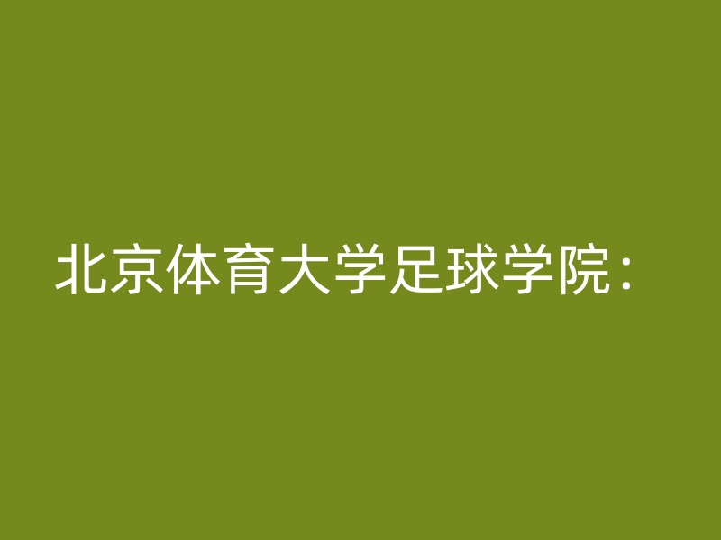 北京体育大学足球学院：