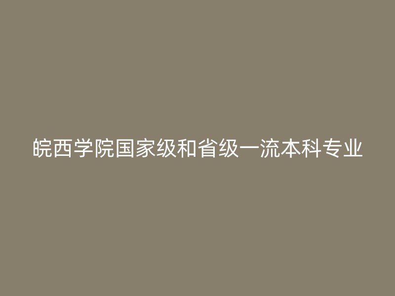 皖西学院国家级和省级一流本科专业