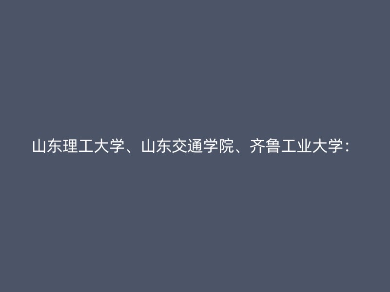 山东理工大学、山东交通学院、齐鲁工业大学：