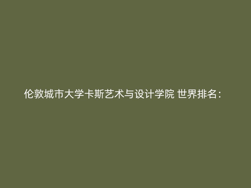 伦敦城市大学卡斯艺术与设计学院 世界排名：