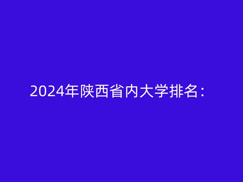 2024年陕西省内大学排名：