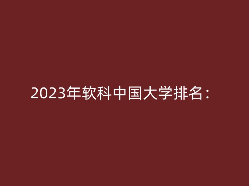 2023年软科中国大学排名：