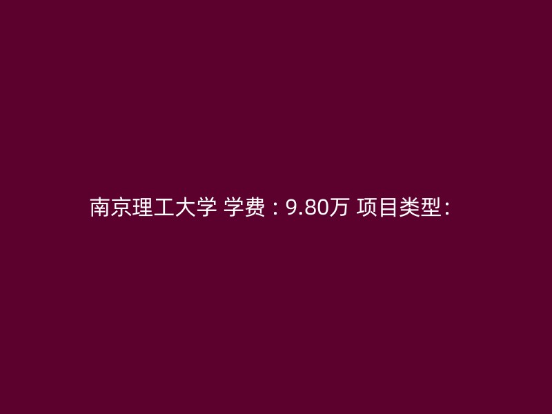 南京理工大学 学费 : 9.80万 项目类型：