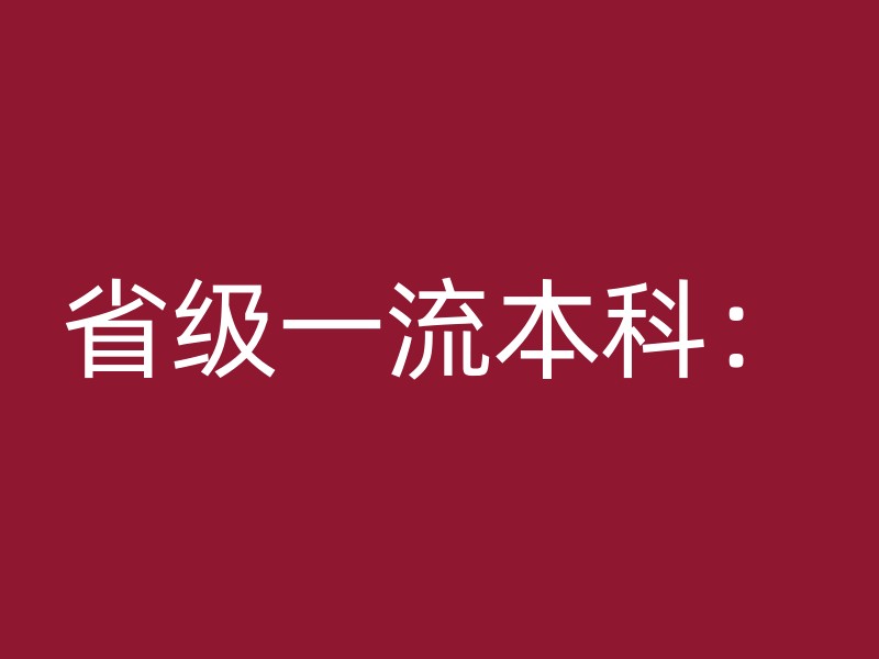 省级一流本科：