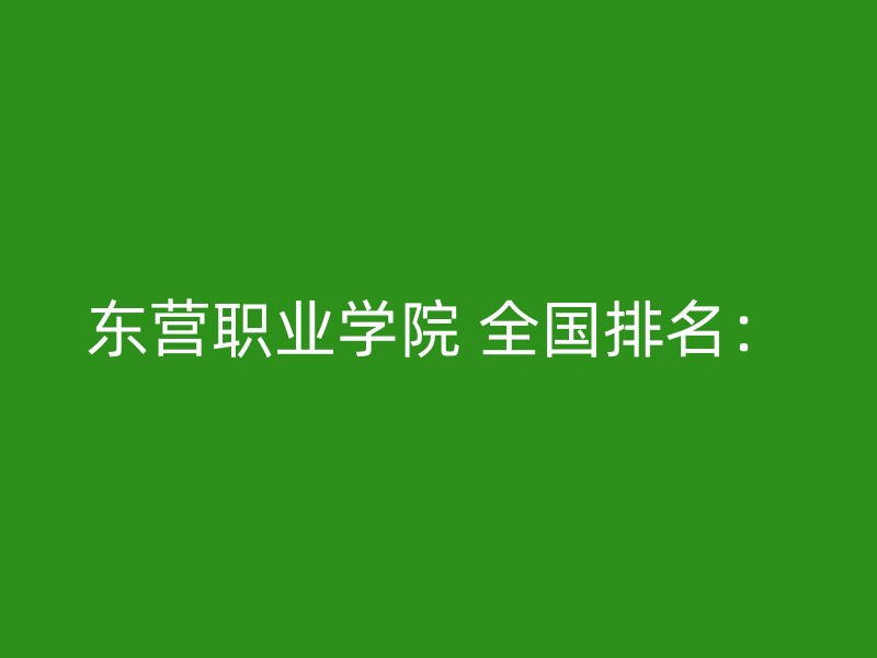 东营职业学院 全国排名：