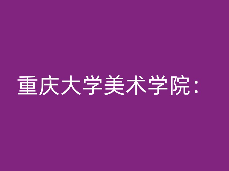 重庆大学美术学院：