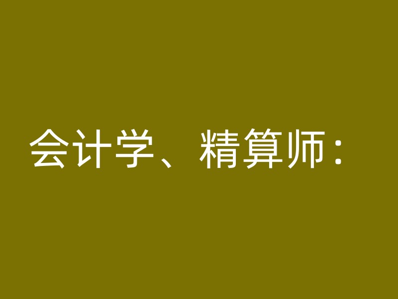 会计学、精算师：