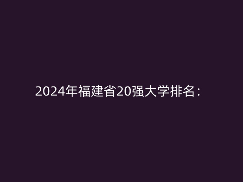 2024年福建省20强大学排名：