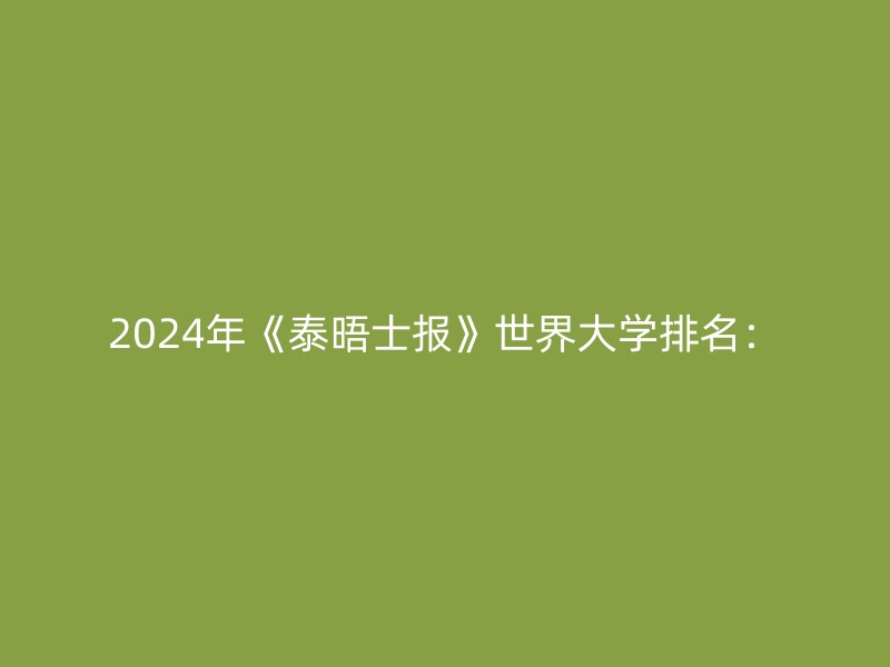 2024年《泰晤士报》世界大学排名：