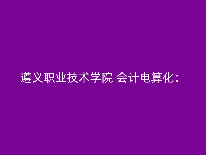 遵义职业技术学院 会计电算化：