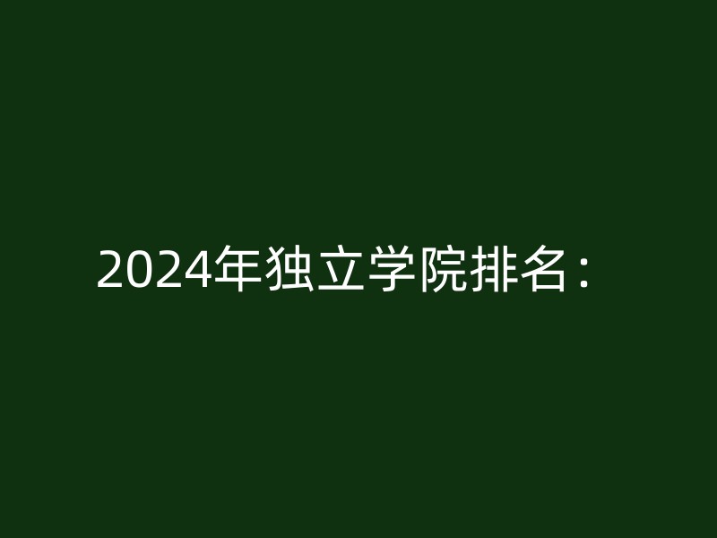 2024年独立学院排名：