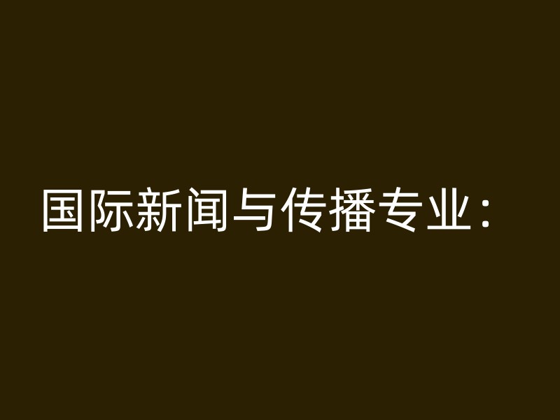 国际新闻与传播专业：