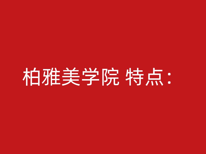 柏雅美学院 特点：