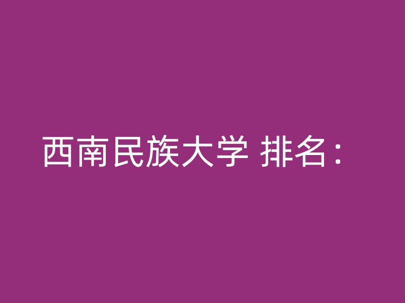 西南民族大学 排名：