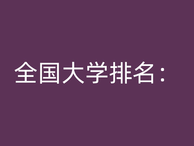 全国大学排名：