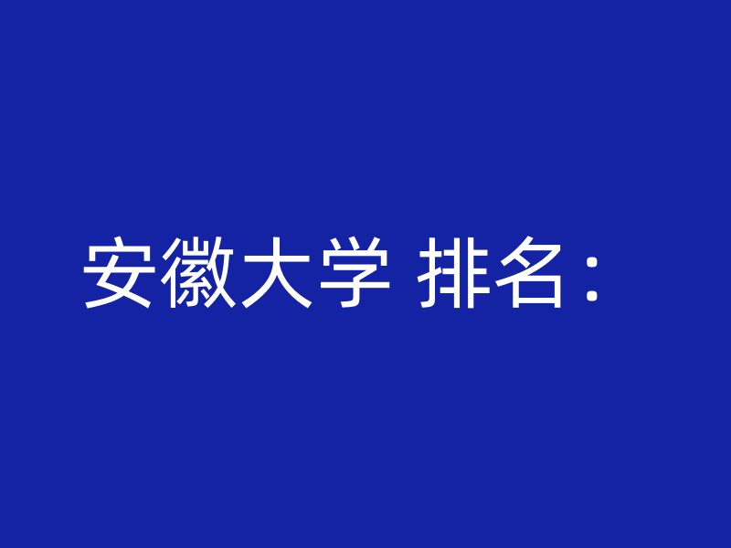 安徽大学 排名：